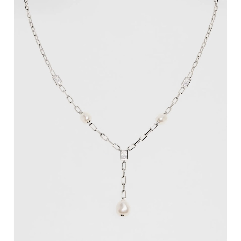 Nadri Luna CZ & Freshwater Pearl Y-Drop Necklace
